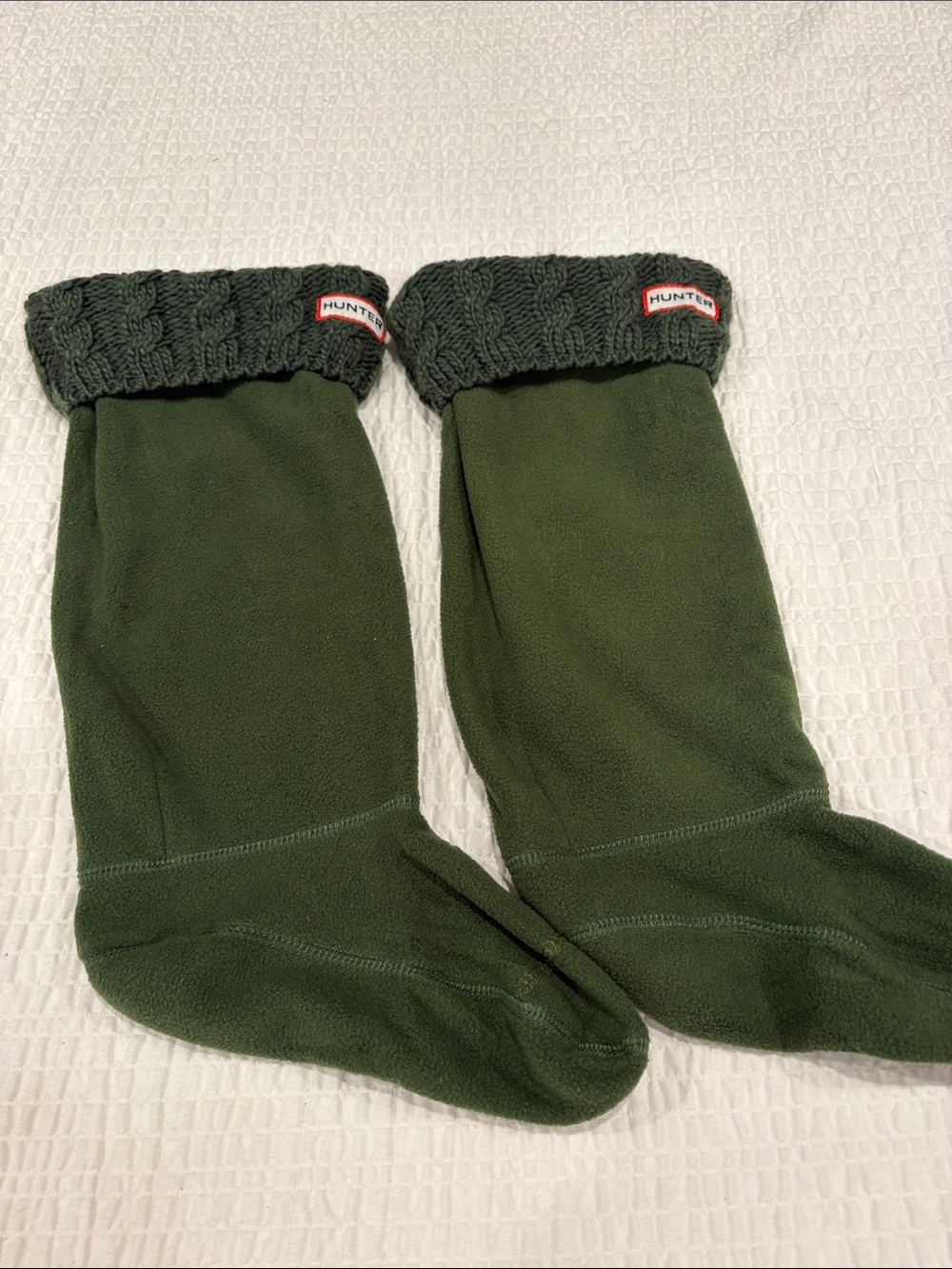 Hunter Dark Green Fleece Boot Sock Liners with Knit Cuff
Size L